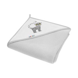 Prosop de baie cu gluga 100x100cm 100% bumbac Akuku Lemur Gri