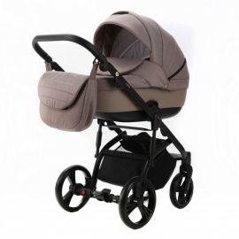 Carucior 2 in 1 Adamex Lanti PS110 cu dubla suspensie, Linen & EcoLeather, Coffee Bean