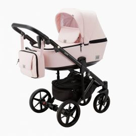 Carucior 4 in 1 Adamex Olivia, cu baza ISOFIX, Linen & EcoLeather PS22, Powder Pink