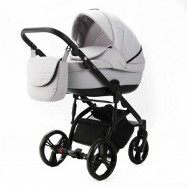 Carucior 2 in 1 Adamex Lanti PS46 cu dubla suspensie, Linen & EcoLeather, Pearl