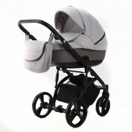 Carucior 2 in 1 Adamex Lanti PS79 cu dubla suspensie, Linen & EcoLeather, Grey Heather