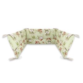Qmini - Aparatoare pentru patut 120x60 cm, Din bumbac certificat Oeko Tex Standard 100, 180x30 cm, Cu panglici, Frogs