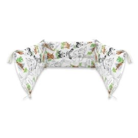 Qmini - Aparatoare pentru patut 120x60 cm, Din bumbac certificat Oeko Tex Standard 100, 180x30 cm, Cu panglici, The continents