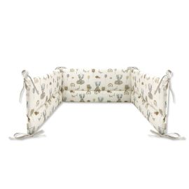 Qmini - Aparatoare pentru patut 140X70 cm, Din bumbac, 210x30 cm, Cu panglici, Teddy Bears on Rainbow, Beige