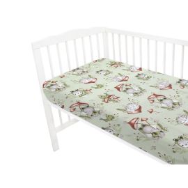 Qmini - Cearceaf cu elastic pentru patut 120X60 cm, Din bumbac certificat Oeko Tex Standard 100, Frogs