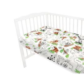 Qmini - Cearceaf cu elastic pentru patut 120X60 cm, Din bumbac certificat Oeko Tex Standard 100, The continents