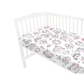 Qmini - Cearceaf cu elastic pentru patut 120x60 cm, Din bumbac, Dream Catcher and Anemone