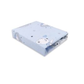 Qmini - Cearceaf cu elastic pentru patut 140X70 cm, Din bumbac, Teddy Bears On Clouds Blue
