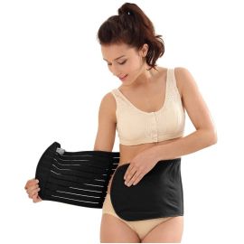 Qmini - Centura postnatala abdominala, Reglabila, Cu Velcro, XL, Negru
