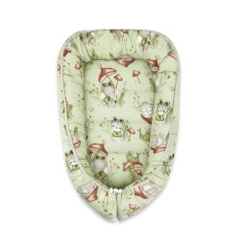 Qmini - Cosulet bebelus pentru dormit, Baby Cocoon 75x55 cm, Husa 100% bumbac, Din bumbac certificat Oeko Tex Standard 100, Frogs
