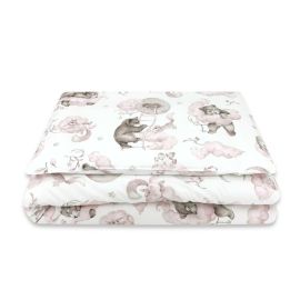 Qmini - Lenjerie junior cu 2 piese, Din bumbac certificat Oeko Tex Standard 100, 140 x 200 cm, Teddy Bear and Friends Pink