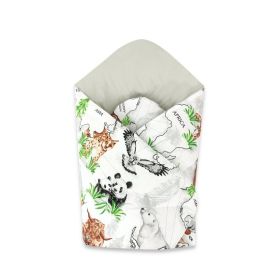 Qmini - Paturica de infasat cu doua fete, Cu multiple utilizari, Cu inchidere arici velcro, Dimensiune 75x75 cm, Din bumbac certificat Oeko Tex Standard 100, The continents