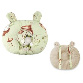 Qmini - Perna bebelusi Ursulet, Multifunctionala, Cu doua fete, Tesatura pufoasa minky si bumbac, Materiale certificate Oeko Tex Standard 100, Dimensiune 30x23 cm, Frogs