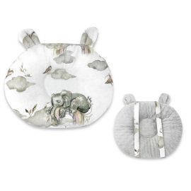 Qmini - Perna bebelusi Ursulet, Multifunctionala, Cu doua fete, Tesatura pufoasa minky si bumbac, Materiale certificate Oeko Tex Standard 100, Dimensiune 30x23 cm, Minky Elephants on Rainbow