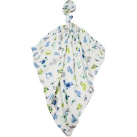 Qmini - Scutec multifunctional din fibra de bambus, 75 x 75 cm, Birds Blue