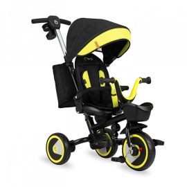 Tricicleta 5 In 1, MoMi INVIDIA Black, Scaun Rotativ 360°, Spatar Reglabil, Maner Telescopic, Centura In 5 Puncte, Pliabila, Suport Pahare, Tapiterie Usor De Curatat