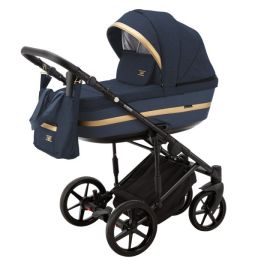 Carucior 3 in 1 ADAMEX RIMINI ALU, TIP Collection, Linen & EcoLeather RY95, Blue Gold