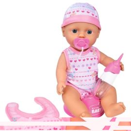 PAPUSA SIMBA NEW BORN BABY 30 CM BEBE DARLING CU OLITA SI BAVETICA ROZ DESCHIS