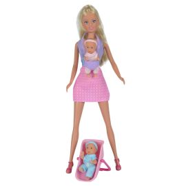 Papusa Simba Steffi Love 29 cm Babysitter cu 2 bebelusi si accesorii