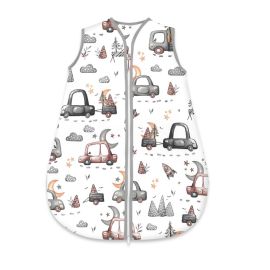 Sac de dormit, MimiNu, Pentru bebelusi, De iarna, Din bumbac certificat Oeko Tex Standard 100, Cu fermoar, 70 cm, 0 - 6 luni, 2.5 Tog, Cars Grey