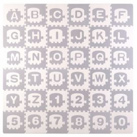 Salteluta de joaca 180 x 180 cm cu litere si cifre Ricokids 7488 - Trenulet Gri