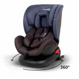 Scaun auto pentru copii, Linus, Pentru grupele de greutate 0-36 Kg, Tehnologie Isofix, Centura Top Tether, Protectie laterala, Rotire 360 grade, Cu pozitie de somn si tetiera reglabila, FreeON, Blue
