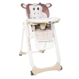 Scaun de masa Chicco Polly 2 Start 4roti, Monkey (maro cu model), 0 luni+