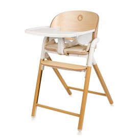 Scaun de masa multifunctional Celia, Lionelo, Din lemn de fag, 6 luni- adult, Reglabil pe inaltime, Spatar lat, Sezut ergonomic, Tavita silicon, Suport de picioare reglabil, Greutate maxima 90 Kg, Alb/Natural