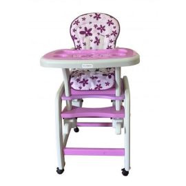 Scaun de masa multifunctional Ecotoys - Mov cu floricele