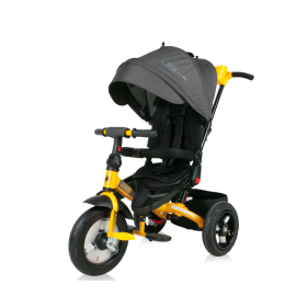 Lorelli - Tricicleta Jaguar Air Wheels Suport picioare, Control al directiei, Rotire 360 grade, Scaun reglabil, Galben/Negru