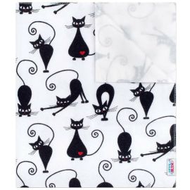Scutec impermeabil din flanel, Cu multiple intrebuintari, Dimensiune 57x47 cm, New Baby, White with Black Cat