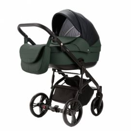 Carucior 2 in 1 Adamex Lanti SD41 cu dubla suspensie, Full EcoLeather, Green Black