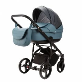 Carucior 2 in 1 Adamex Lanti SD42 cu dubla suspensie, Full EcoLeather, Blue Shadow