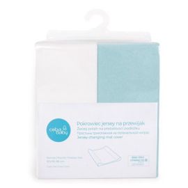 Set 2 huse, Ceba Baby, Pentru saltea de infasat, 50x70 cm, Certificat Oeko-Tex Standard 100, Bumbac, Turquoise/Ecru