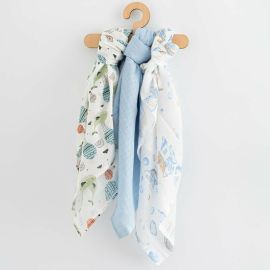 Set 3 scutece, New Baby, Multifunctionale, Din bumbac 100%, Material certificate Oeko Tex Standard 10070x80 cm, Multicolor, Boy