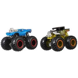 Set Hot Wheels by Mattel Monster Trucks Demolition Doubles Bone Shaker vs Rodger Dodger