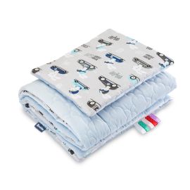 Set perna si pilota Sensillo VELVET 35x30/100x75 cm Albastru/Iepurasi