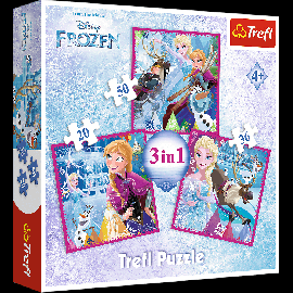 Set puzzle 3 in 1 Trefl Disney Frozen 2, Magia iernii, 1x20 piese, 1x36 piese, 1x50 piese