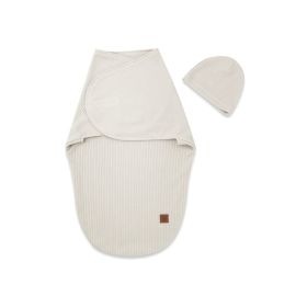 Sistem de infasare si caciulita, MimiNu, Pentru bebe, 0 - 3 luni, Din bumbac certificat Oeko Tex Standard 100, Soft Beige