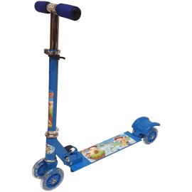 Trotineta pliabila Smiley albastra cu 4 roti luminoase