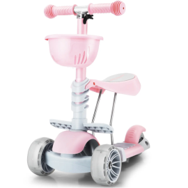 Trotineta Action One Kinder XS 3 in 1 cu roti luminoase, Roz