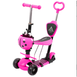 Trotineta Action Big Wheels 5 IN 1 Roz, cu roti luminoase si late