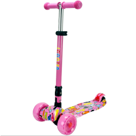 Trotineta Action One® Rider, cu roti luminoase si late, Pink