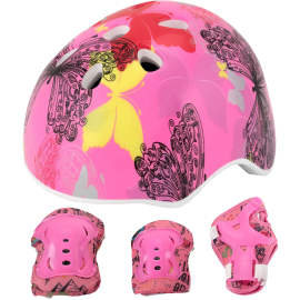 Set casca si protectii copii Action One Guard, 7 piese, marimea M, roz
