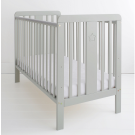 Patut din lemn pentru bebe, inaltime saltea reglabila, Star Baby Gri 120x60 cm