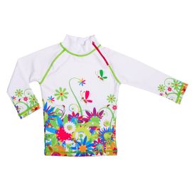 Tricou de baie Flowers marimea 110- 116 protectie UV Swimpy
