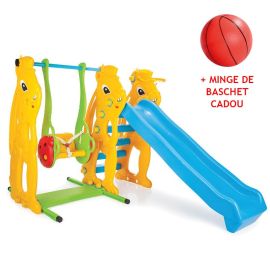 Tobogan cu leagan si cos de baschet Pilsan SQUIRELL + minge CADOU