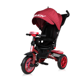 Lorelli - Tricicleta Speedy , Suport picioare, Control al directiei, Rotire 360 grade, Scaun reglabil, Negru/Rosu