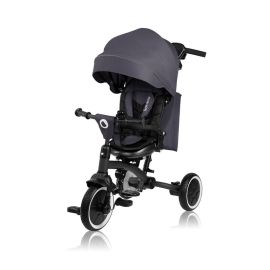 Tricicleta copii, Lionelo, Tris Plus, Ultrapliabila, Multifunctionala, Pana la 25 kg, Inclinare spatar in fata si in spate, Suport picioare, Control al directiei, Scaun reversibil, Rotire 360 grade, Conform cu EN71, 9 luni-5 ani, Gri