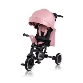 Tricicleta copii, Lionelo, Tris Plus, Ultrapliabila, Multifunctionala, Pana la 25 kg, Inclinare spatar in fata si in spate, Suport picioare, Control al directiei, Scaun reversibil, Rotire 360 grade, Conform cu EN71, 9 luni-5 ani, Roz